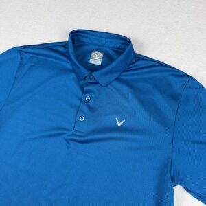 Callaway Mens XL Opti-Dri Golf Polo Shirt Blue Textured Short Sleeve Performance